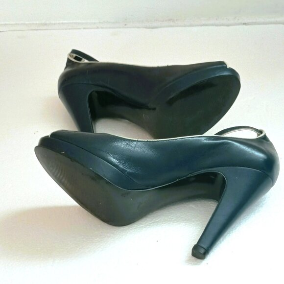 BCBGeneration Open Toe Heel Shoes 8.5 Blue 2-Tone Ankle Strap - Picture 5 of 9